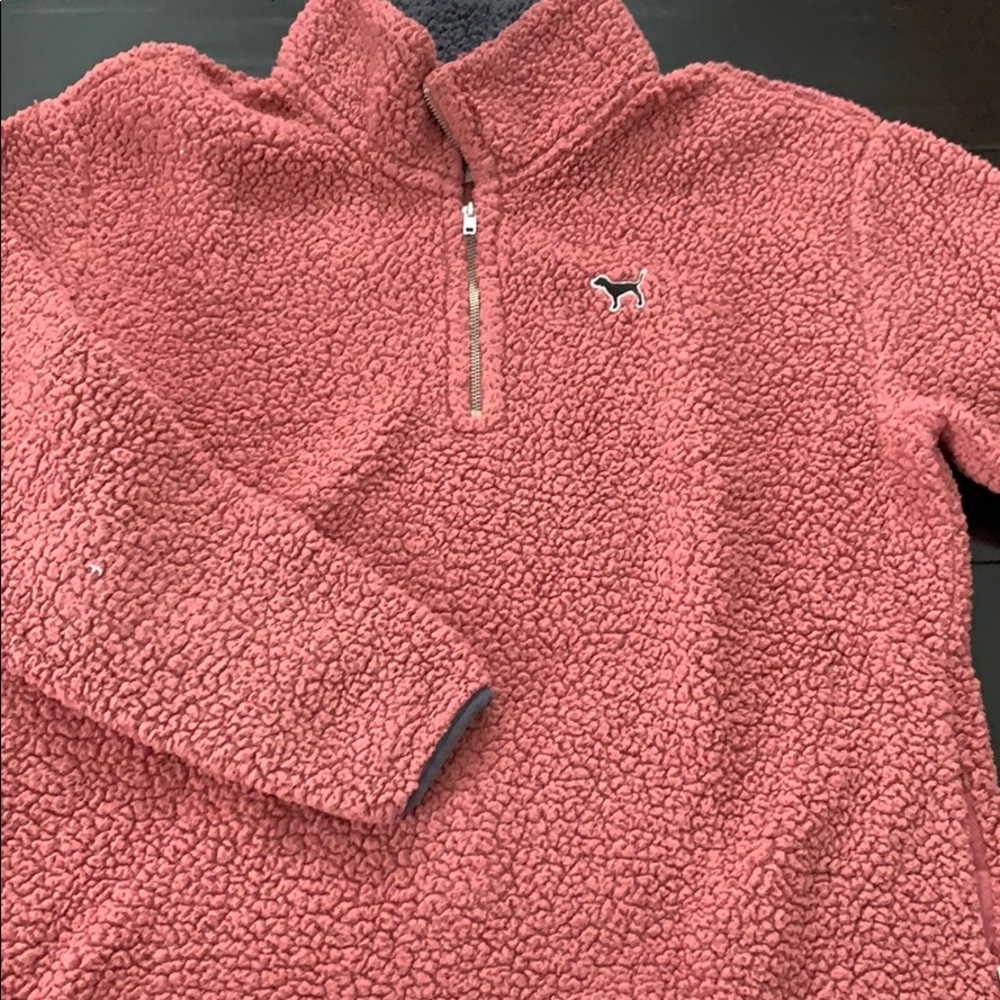 Mauve pink Sherpa quarter zip